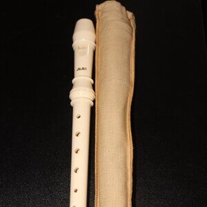 Vintage Aulos Ivory Plastic Flute No.202-E Made in Japan 13” w/ Original Case